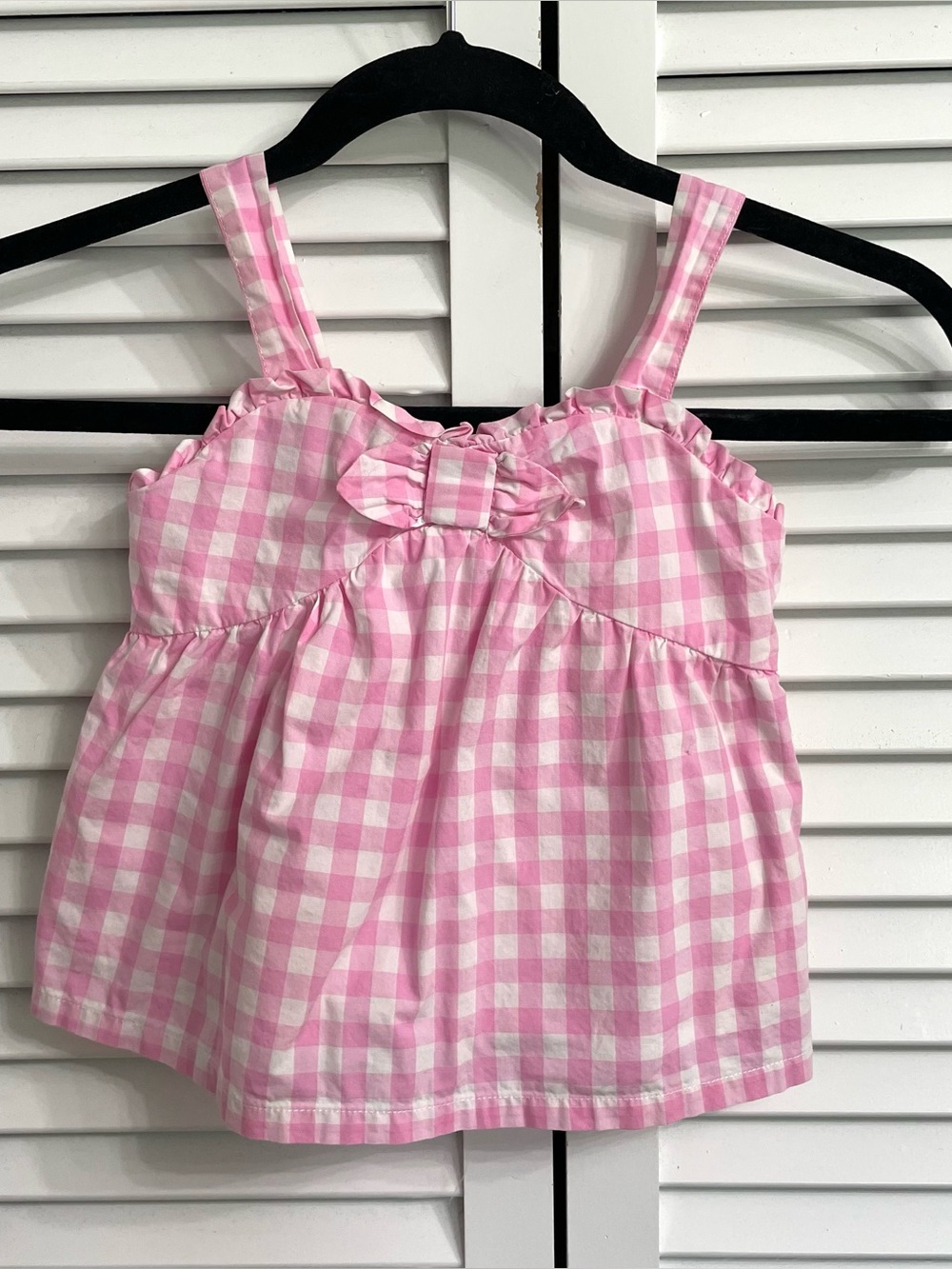 Janie and Jack pink and white gingham sleeveless tank top girls Sz 3